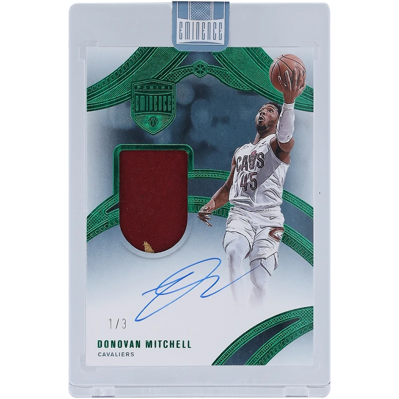 Donovan Mitchell Cleveland Cavaliers Autographed 2024-25 Panini Eminence Emerald Patch Dual-Color Relic #EPA-MIT #1/3 Card