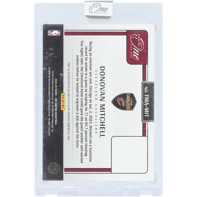 Donovan Mitchell Cleveland Cavaliers Autographed 2024-25 Panini One & One Cleveland Salutes Mitchell's 71 Point Game #TMA-MIT #1/49 Card