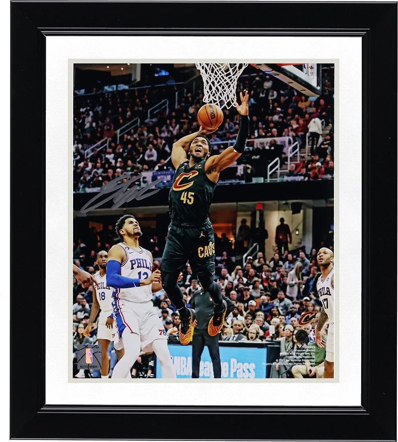 Donovan Mitchell Cleveland Cavaliers Autographed 8" x 10" Dunk in Black Photograph