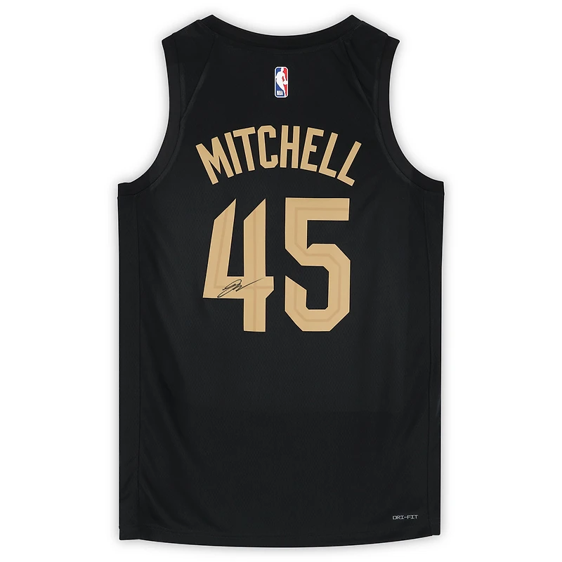 Maillot Jordan Brand Swingman noir autographié par Donovan Mitchell des Cleveland Cavaliers 2022-2023