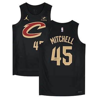 Maillot Jordan Brand Swingman noir autographié par Donovan Mitchell des Cleveland Cavaliers 2022-2023