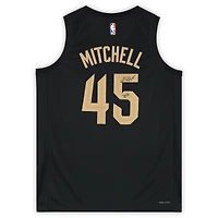 Maillot Swingman Jordan Brand 2022-23 noir autographié par Donovan Mitchell des Cleveland Cavaliers avec inscription « Spida »