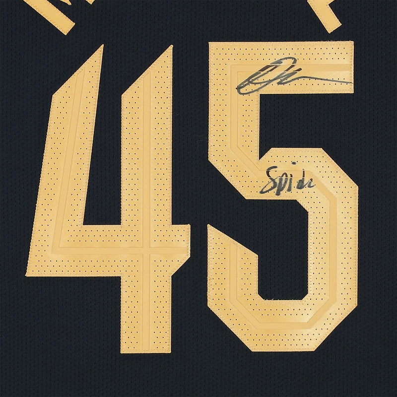 Maillot authentique Nike Statement Edition noir autographié par Donovan Mitchell des Cleveland Cavaliers avec inscription « Spida »