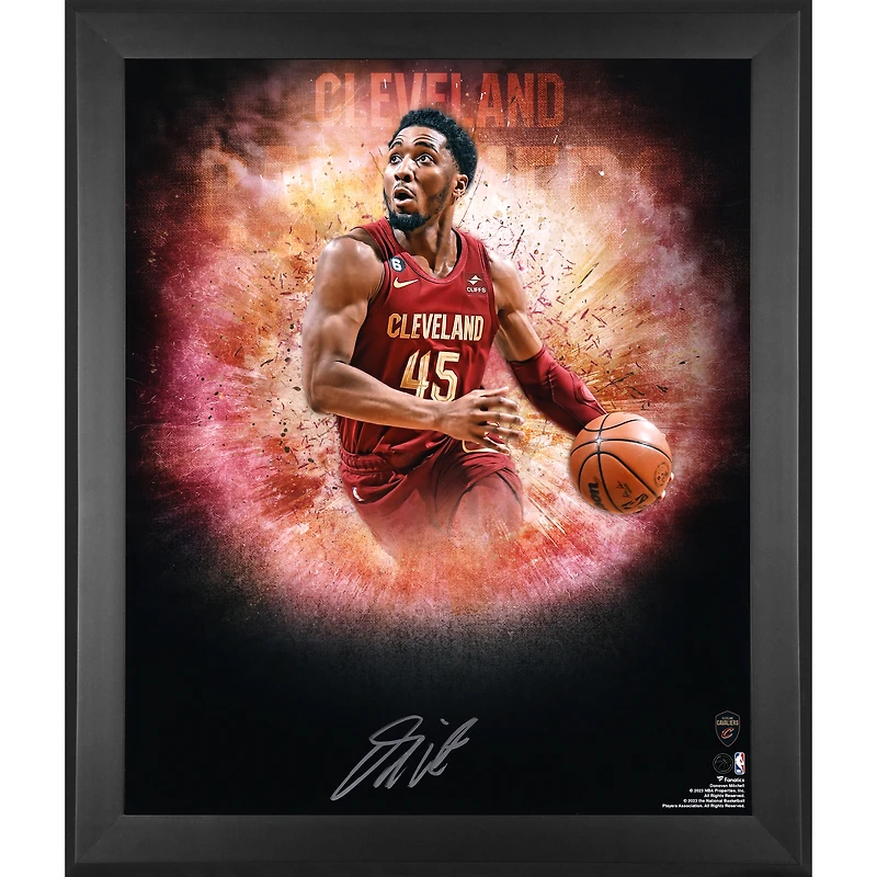 Photographie encadrée autographiée de Donovan Mitchell des Cleveland Cavaliers, 20" x 24"