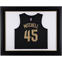 Maillot Swingman Jordan Brand 2022-2023 noir encadré autographié par Donovan Mitchell des Cleveland Cavaliers avec inscription « Spida »