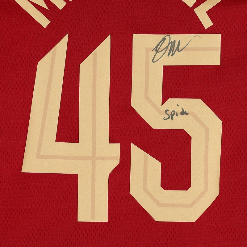 Maillot Nike Icon Swingman 2022-23 marron dédicacé par Donovan Mitchell des Cleveland Cavaliers avec inscription « Spida »