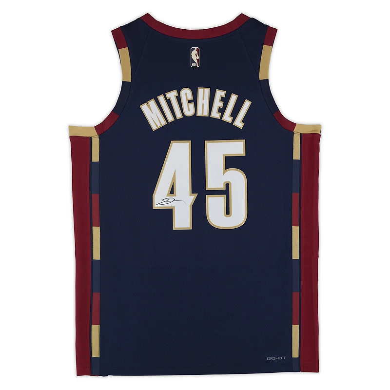 Maillot Nike Hardwood Classics Swingman bleu marine autographié par Donovan Mitchell des Cleveland Cavaliers