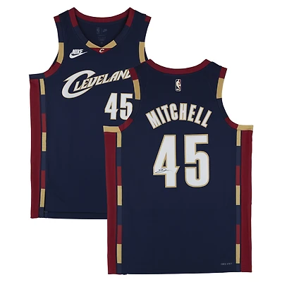 Maillot Nike Hardwood Classics Swingman bleu marine autographié par Donovan Mitchell des Cleveland Cavaliers