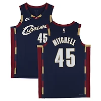 Maillot Nike Hardwood Classics Swingman bleu marine autographié par Donovan Mitchell des Cleveland Cavaliers