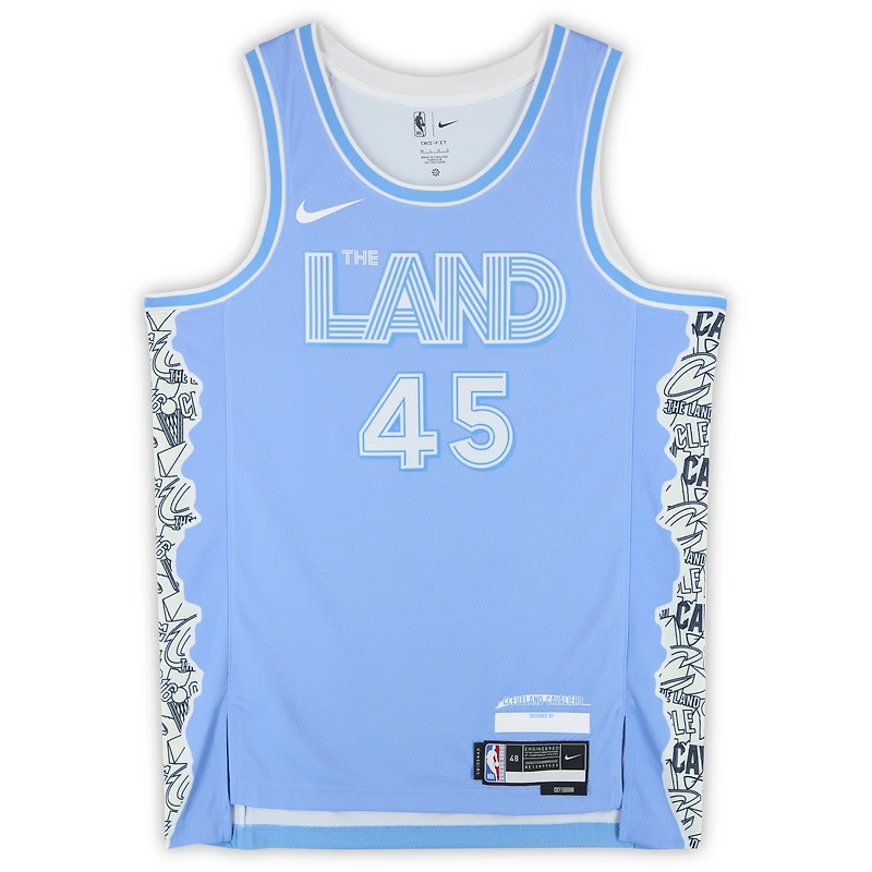 Maillot Swingman Nike bleu dédicacé par Donovan Mitchell des Cleveland Cavaliers, édition City 2024-25