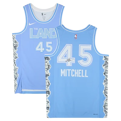 Maillot Swingman Nike bleu dédicacé par Donovan Mitchell des Cleveland Cavaliers, édition City 2024-25