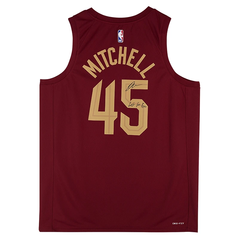 Donovan Mitchell Cleveland Cavaliers Autographed Nike Wine Icon Swingman Jersey with "Let Em Know" Inscription