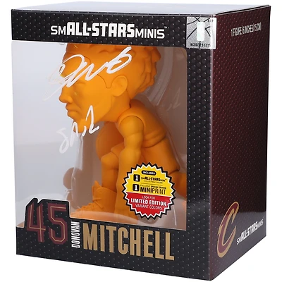 Figurine en vinyle rare de 6 pouces de la variante Chase jaune autographiée par Donovan Mitchell des Cleveland Cavaliers avec inscription « Spida »