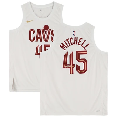Maillot Nike Swingman blanc autographié par Donovan Mitchell des Cleveland Cavaliers 2022-2023 Association Edition