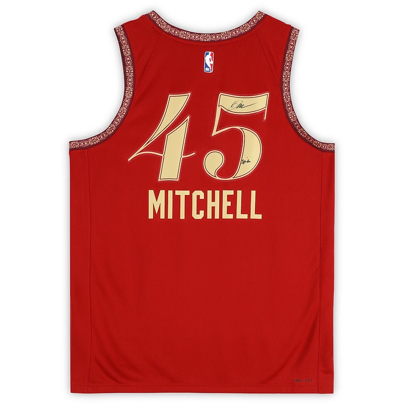 Maillot Nike City Edition Swingman 2023-24 signé Donovan Mitchell des Cleveland Cavaliers avec inscription « Spida »