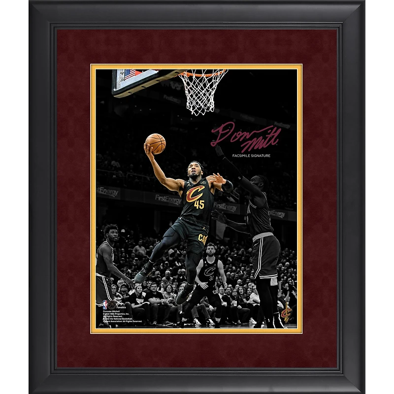 Donovan Mitchell Cleveland Cavaliers Fac-similé Signature Encadré 11" x 14 " Photographie vedette