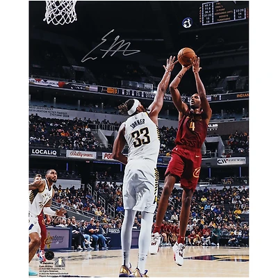 Evan Mobley Cleveland Cavaliers Autographed 16" x 20" Fadeaway Jumper vs. Indiana Pacers Photograph