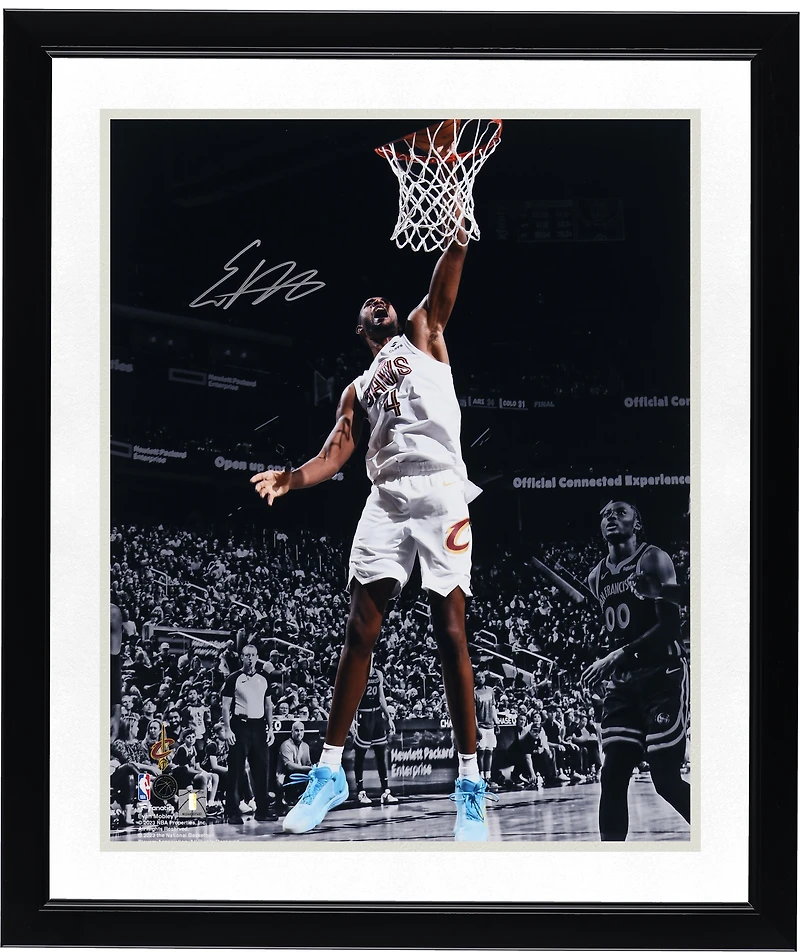 Evan Mobley Cleveland Cavaliers Autographed 16" x 20" White Jersey Dunk Spotlight Photograph