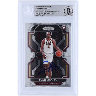 Carte de recrue authentifiée signée Evan Mobley Cleveland Cavaliers Panini Prizm #325 2021-22 Beckett Fanatics