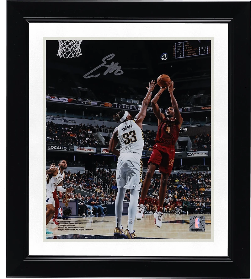 Evan Mobley Cleveland Cavaliers Autographed 8" x 10" Fadeaway Jumper vs. Indiana Pacers Photograph