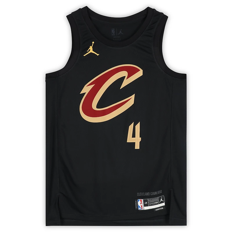 Maillot Jordan Brand Statement Edition 2022-23 noir autographié par Evan Mobley des Cleveland Cavaliers