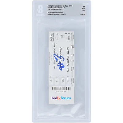 Billet de début NBA autographié par Evan Mobley pour les Cleveland Cavaliers - BAS Authenticated Graded 10