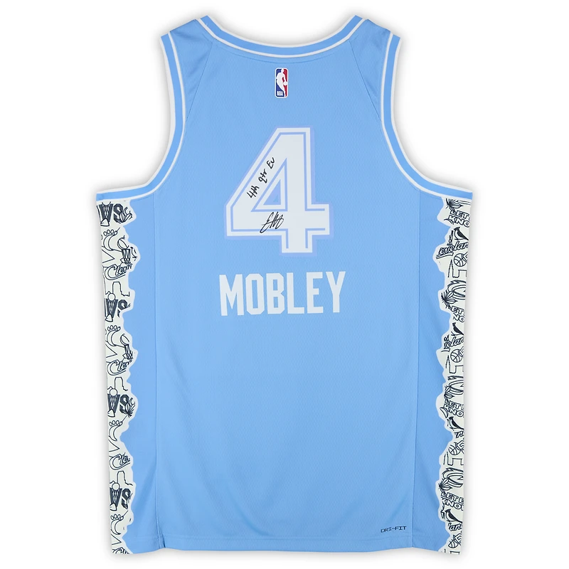 Maillot Nike Swingman City Edition 2024-25 autographié par Evan Mobley des Cleveland Cavaliers avec inscription « 4th Quarter Ev »