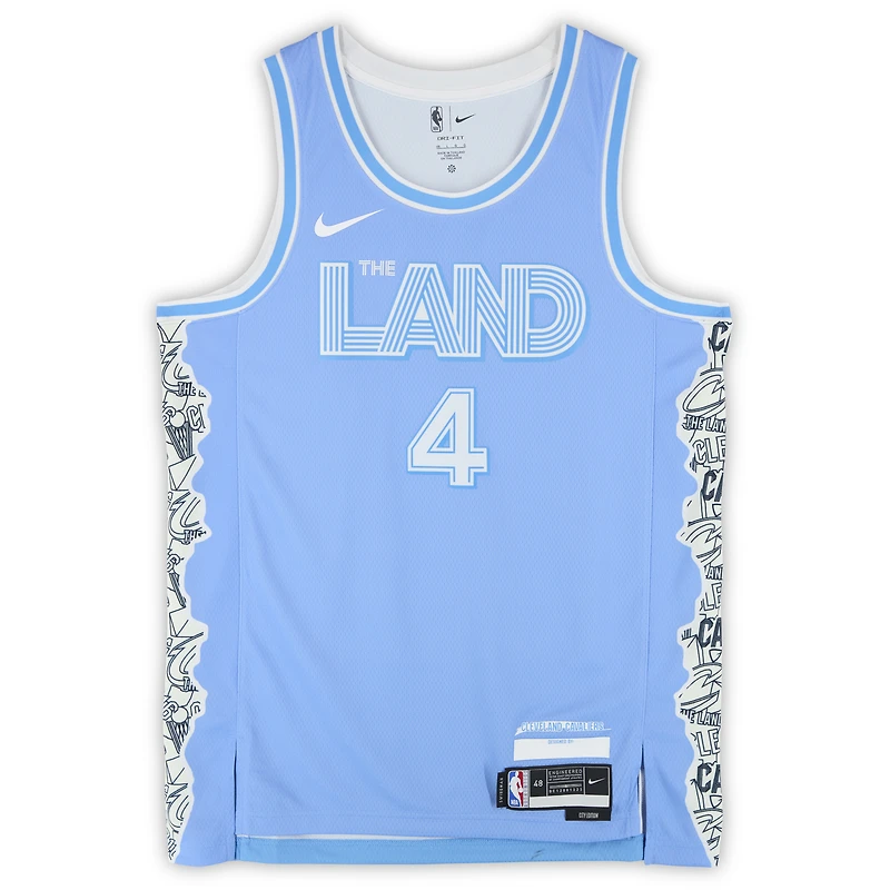 Maillot Nike Swingman City Edition 2024-25 autographié par Evan Mobley des Cleveland Cavaliers avec inscription « 4th Quarter Ev »