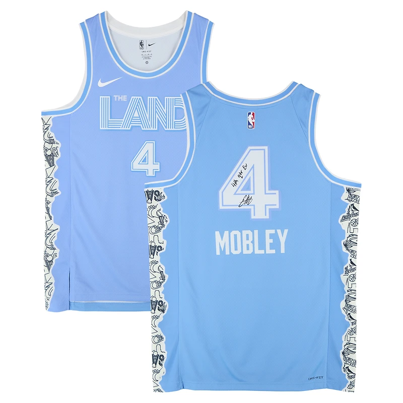 Maillot Nike Swingman City Edition 2024-25 autographié par Evan Mobley des Cleveland Cavaliers avec inscription « 4th Quarter Ev »