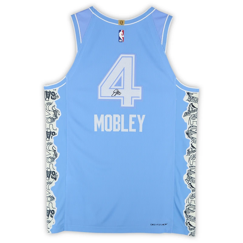 Maillot Nike bleu authentique 2024-25 City Edition signé Evan Mobley des Cleveland Cavaliers