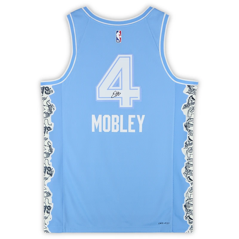 Maillot Swingman Nike bleu City Edition 2024-25 autographié par Evan Mobley des Cleveland Cavaliers