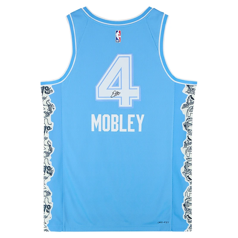 Maillot Swingman Nike bleu City Edition 2024-25 autographié par Evan Mobley des Cleveland Cavaliers