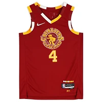 Maillot Nike Swingman Mixtape 2021-22 rouge autographié par Evan Mobley des Cleveland Cavaliers avec inscription « #3 Draft Pick »
