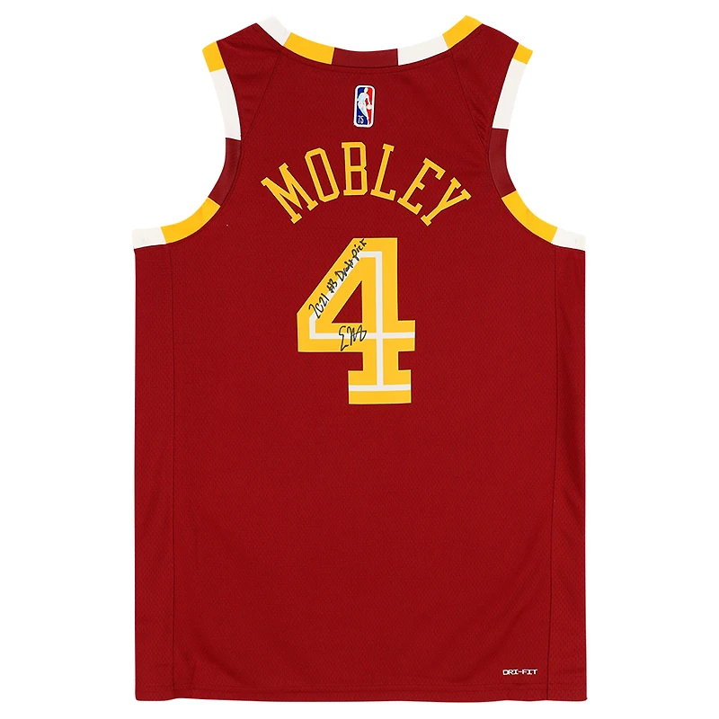 Evan Mobley Cleveland Cavaliers Autographed Nike Red 2021-22 Mixtape Swingman Jersey with "#3 Draft Pick" Inscription