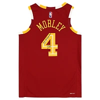 Evan Mobley Cleveland Cavaliers Autographed Nike Red 2021-22 Mixtape Swingman Jersey with "#3 Draft Pick" Inscription