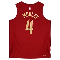Maillot Nike Icon Swingman rouge 2022-2023 autographié par Evan Mobley des Cleveland Cavaliers