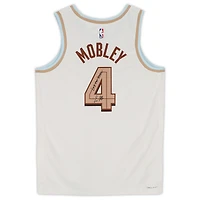 Maillot Swingman Nike City Edition 2022-23 blanc dédicacé par Evan Mobley des Cleveland Cavaliers avec inscription « Let Em Know »