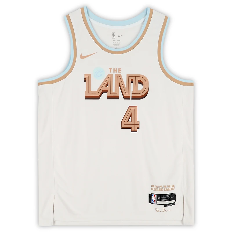 Maillot Swingman Nike City Edition 2022-23 blanc dédicacé par Evan Mobley des Cleveland Cavaliers