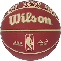 Ballon de basket-ball de collection Wilson 2023-24 City Edition autographié par Evan Mobley des Cleveland Cavaliers