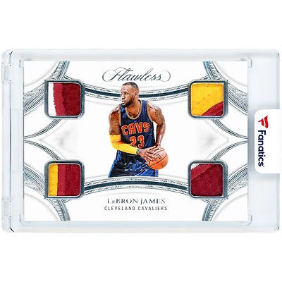 Carte LeBron James Cleveland Cavaliers 2024-25 Panini Flawless Quad Patches Tri-Color Game Used Relics #QP-CLE #18/25