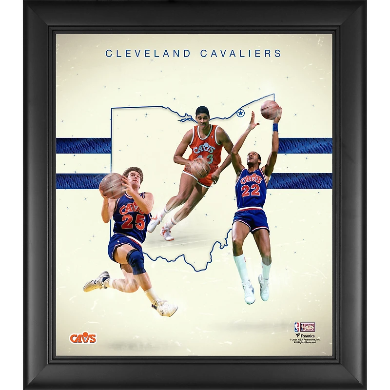 Mark Price Brad Daugherty et Larry Nance Cleveland Cavaliers Encadré 15" x 17" Années 1990 Franchise Hardwood Classics Foundations Collage
