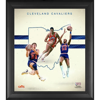 Mark Price Brad Daugherty et Larry Nance Cleveland Cavaliers Encadré 15" x 17" Années 1990 Franchise Hardwood Classics Foundations Collage