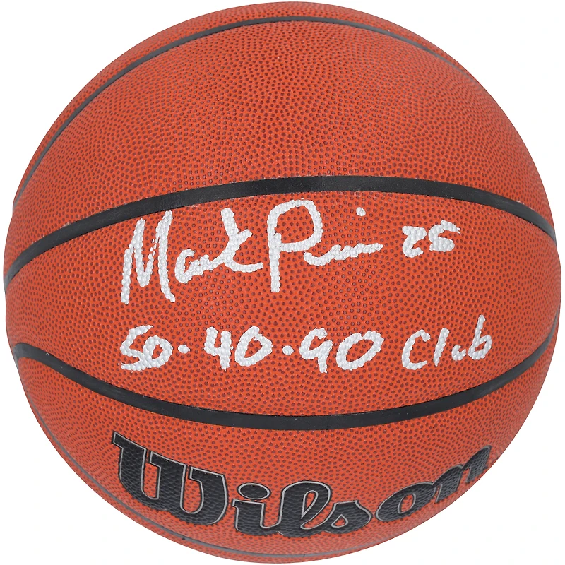 Ballon de basket-ball d'intérieur/extérieur Wilson Authentic Series autographié par Mark Price des Cleveland Cavaliers avec inscription « 50-40-90 Club »