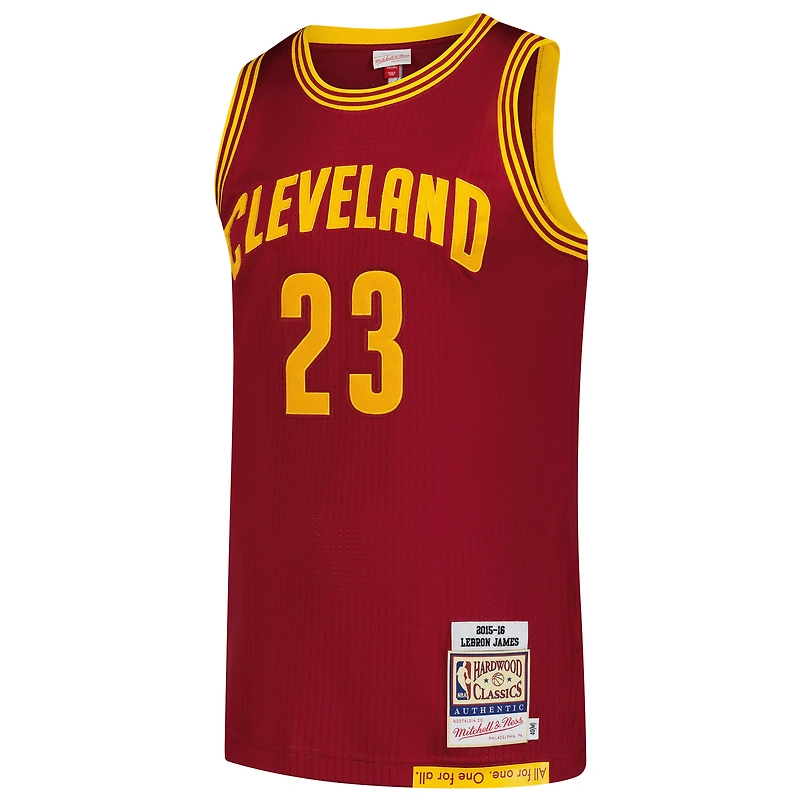 Men's Mitchell & Ness LeBron James Wine Cleveland Cavaliers Hardwood Classics 2015/16 Authentic Jersey