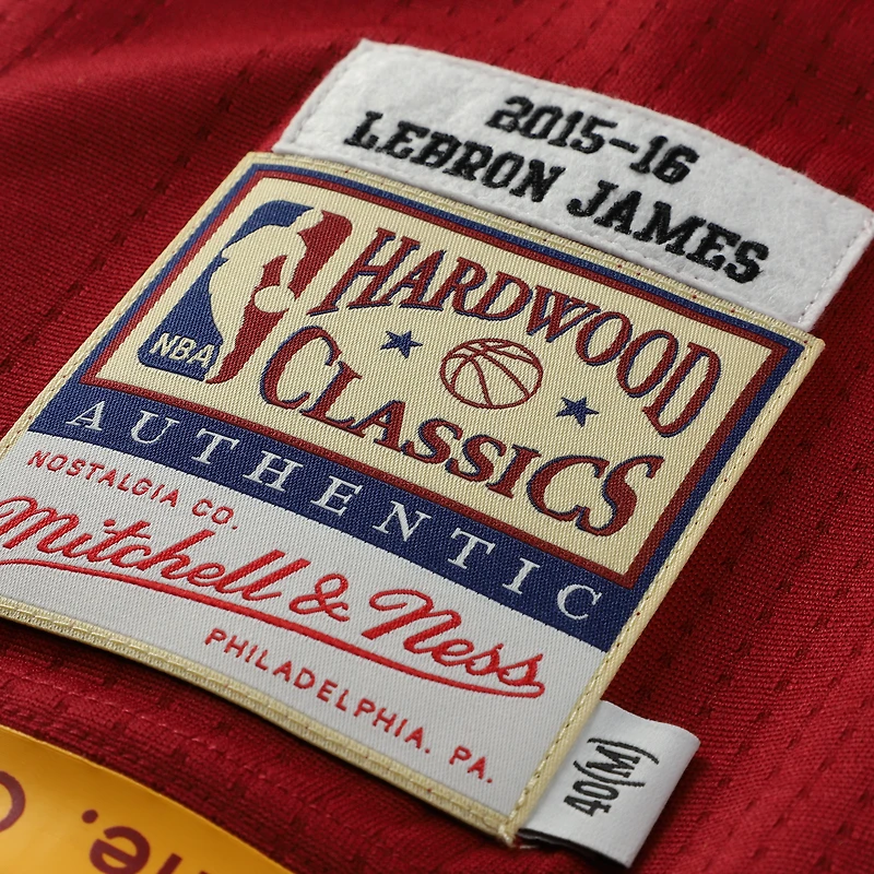 Men's Mitchell & Ness LeBron James Wine Cleveland Cavaliers Hardwood Classics 2015/16 Authentic Jersey