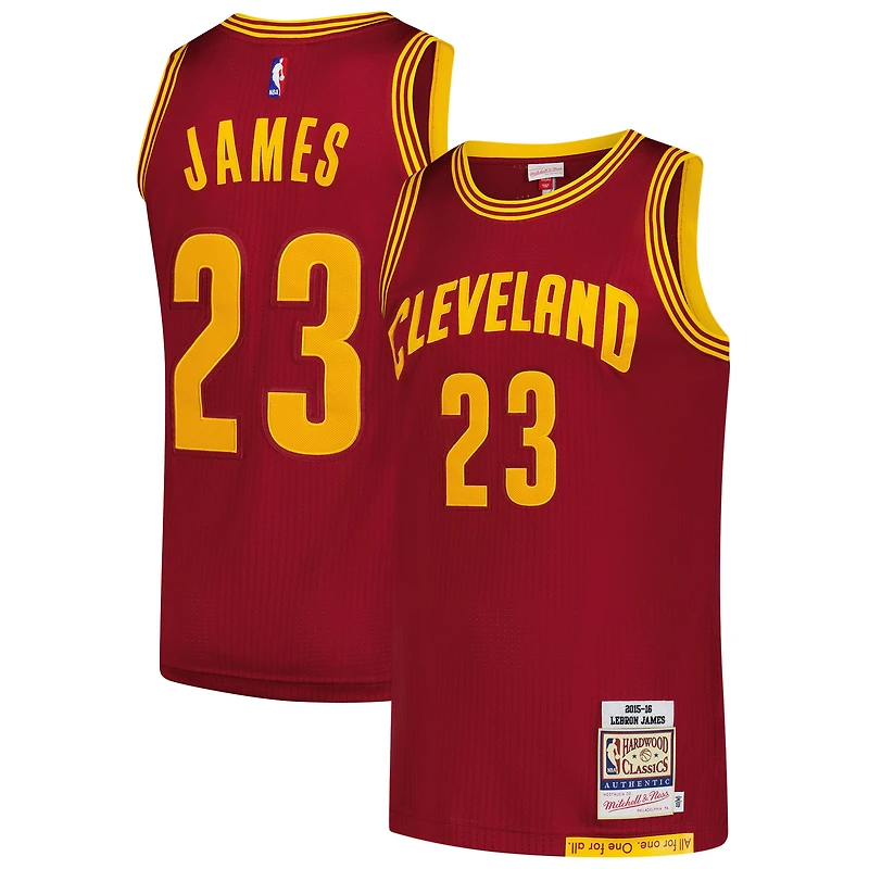 Men's Mitchell & Ness LeBron James Wine Cleveland Cavaliers Hardwood Classics 2015/16 Authentic Jersey