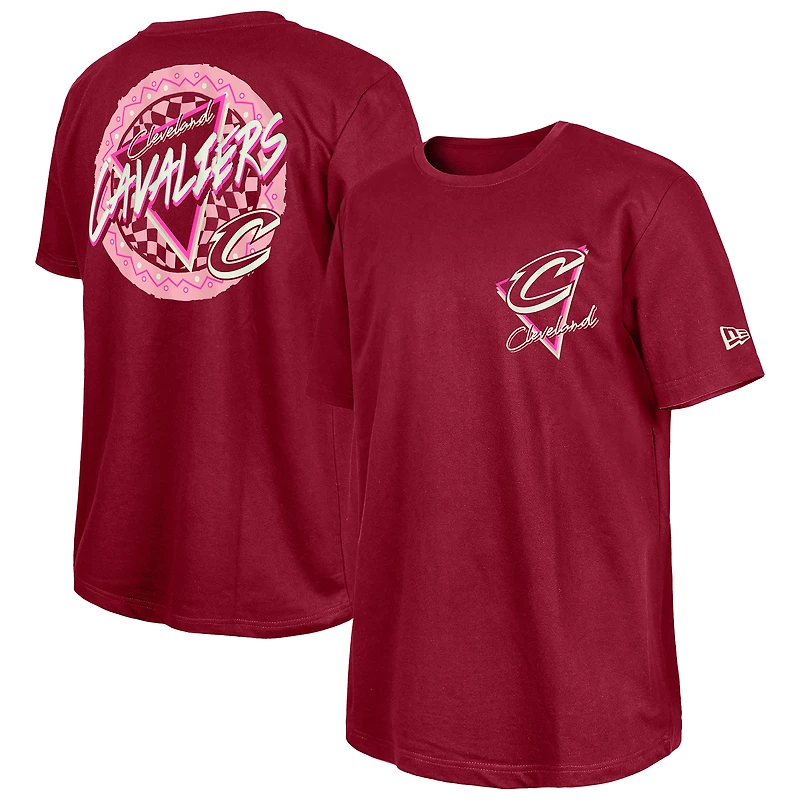 T-shirt phosphorescent Cleveland Cavaliers New Era pour homme avec logo vin