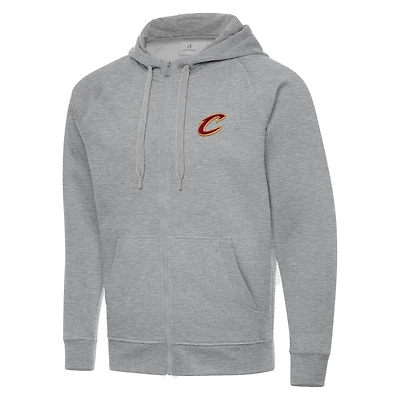 Veste à capuche zippée complète Antigua Heather Grey Cleveland Cavaliers Big & Tall Victory pour homme