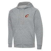 Veste à capuche zippée complète Antigua Heather Grey Cleveland Cavaliers Big & Tall Victory pour homme
