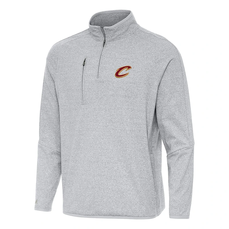 Sweat-shirt à capuche tri-blend gris chiné Antigua pour homme, Cleveland Cavaliers Certain Quarter-Zip